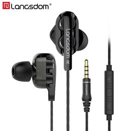Marque Langsdom D4C écouteurs intra-auriculaires avec micro 3.5mm Hifi écouteurs écouteurs casque pour téléphone auriculares fone de ouvido