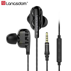 Merk Langdom D4C Oortelefoon in Oortelefoons met MIC 3.5mm HIFI Oortelefoon Oordopjes Headset voor Telefoon Auriculares Fone de Ouvido