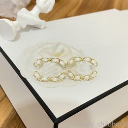 Marke Brief 18K Gold Überzogene Ohrstecker Designer Schmuck Frauen Kristall Perle Ohrring Hochzeit Party Geschenk