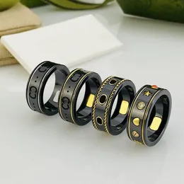 Anillo de cerámica con letras de marca para hombre y mujer, anillos de planeta, diseñador de moda, anillo de letras de marca extravagante, joyería para mujer, hombre, boda AAA168