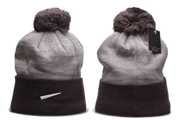 Carta de marca NK beanie Cap hombres mujeres diseñador sombreros de cubo Nueva moda mujer señoras cálido invierno gorro grande de piel sintética Pom Bobble Hat al aire libre K-7