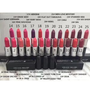 Lápiz labial de marca Matte Rouge A Levres, tubo de aluminio, brillo, 25 colores, lápices labiales con número de serie, rojo ruso