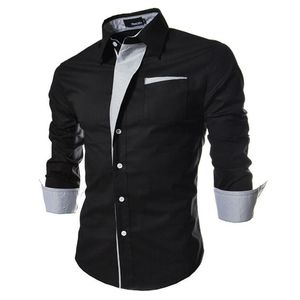 Chemises à manches longues Mâle Social Homme 5 couleurs Fit Slim Fit rayé Plus Taille 3XL Hommes Robe 210809