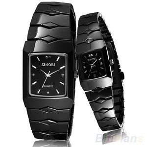 Marque De Luxe Noir Classique SINOBI Couple Amant Femmes Hommes Quartz En Acier Inoxydable Montre-Bracelet Articles 0AA8