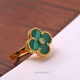 Merk Luxe Clover Designer Chinese Ring 18k Goud Groen Wit Rood Steen Anillos Diamant Emotie Nagel Vinger Verlovingsringen Sieraden