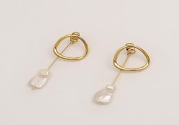 Marque de luxe perle d'eau douce géométrique s925 aiguille en argent boucles d'oreilles pendantes bijoux tempérament coréen femmes plaqué or 18 carats delica2797460