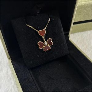 Marca de lujo amor corazón diseñador collares pendientes dulce rojo 4 corazones 18k oro rosa bonito collar regalo de joyería de boda