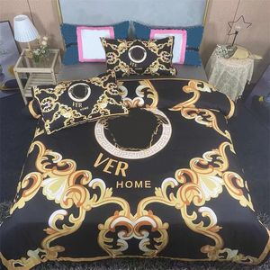 Brand Luxury Match Designer Liberding Ensemble 4pcs Set Golden Imprimé Twin Coton High Quality Cover Lit Sheet Fashion Wrew Caxe