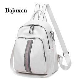 Marke Luxus Band Rucksack 2022 Pu Leder Wasserdicht College Stil Junge Student Tasche Weiß Berühmte Designer Design