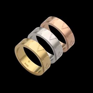 Marque De Luxe V Quatre Feuilles Fleur Couple Bague pour Femmes Couples Simple Mode Imprimer Bague De Fiançailles Or 18k Titane Acier Designer Bague