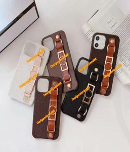 Merk Luxe Designer Telefoonhoesjes met polsbandornament voor Iphone 1312Pro 11pro 11 Xs Max s Xr 8plus 8 7plus Oud lederen raster4521061