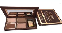 Kit de contorno de cacao de maquillaje de marca 4 Colors Bronzers Highlighters Paleta de polvo Color Nude Shimmer Cosmetics Ojos de chocolate9063555