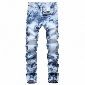 Merk Mannelijke Rechte Slanke stretch jeans broek top kwaliteit heren denim broek Sneeuw W rits lichtblauwe Broek jeans voor mannen G2W4 #