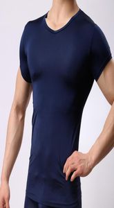 Camiseta interior de compresión de LICRA transparente sexi para hombre de marca, camiseta transparente transparente con cuello en V de seda sin costuras para hombre, ropa interior Gay 7706081