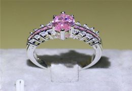 Marque marquise coupé rose sapphire bijoux en or blanc rempli la bande de fiançailles de mariage remplie pour les femmes de la mariée