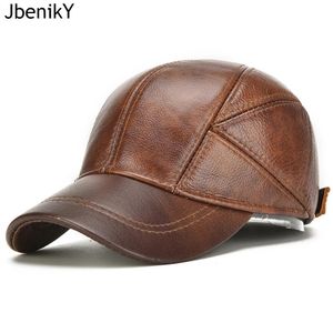 Merk Mannen Casual Echt Leer Oorklep Cap Koeienhuid Caps Mannelijke Herfst Winter Echte Koe Baseball Hoeden 231228