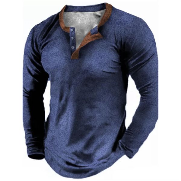 Brand Men Cotton T-shirt V Vêtements surdimensionnés en V Tshirt à manches longues Streetwear streetwear Spring Automne Henley Tee 240306