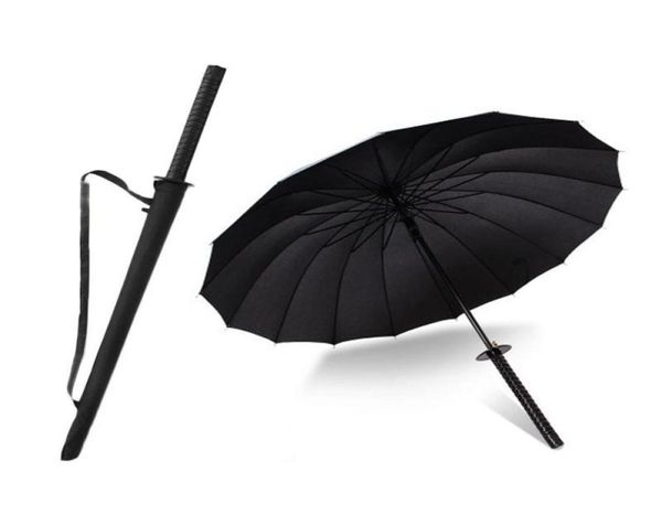 Brand Men à longue poignée Samurai Umbrella élégant noir japonais ninja sword katana grand parapluie du vent6110958