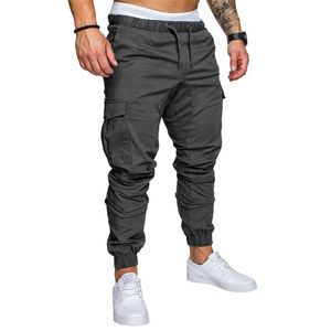 Pantalones de hombre de marca Hip Hop Harem Joggers Pantalones masculinos Pantalones de chándal multibolsillos sólidos para hombre M-4XL 210715