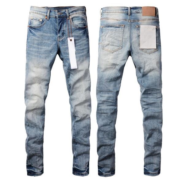 Jeans pour hommes de marque Jeans violets pour hommes déchirés petits pieds lavage artisanat pantalon de mendiant jeans décontractés multicolores Z6