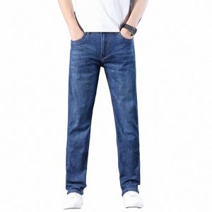 Marque Jeans Slim pour hommes 2022 Été Nouveau mince Stretch Busin Pantalon décontracté Fi Denim Pantalon Homme M8FX #