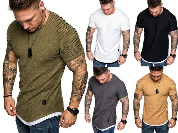 Camiseta de marca para hombre, camisetas de manga corta raglán arrugadas de Color puro para hombre, camiseta del ejército, camisetas deportivas informales, camisetas militares, ropa informal estilo Hip Hop