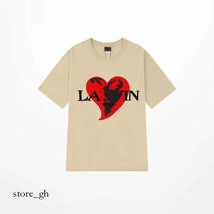 Merk Heren T-shirts Designer Luxe Lanvins Klassieke T-shirt Borst Letter Bedrukt Lavin Shirt High Street Lavina T-shirts Schoen Katoen Losse T-stukken Lavine Hoodie 483