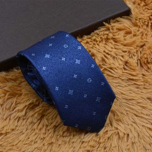 Marque des lettres de cravate pour hommes Silk Necktie Designer de luxe Jacquard Party Business Business Fashion Fashion Fashion Blue Box Box Box Suit Tie