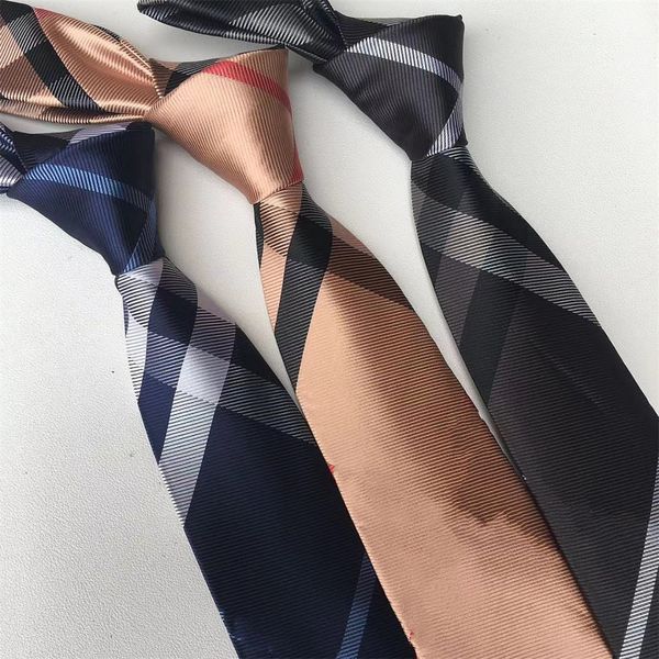 Marque Hommes Cravate Lettres Cravate En Soie designer de luxe formel multicolore Jacquard Fête Mariage Affaires Tissé Mode Stripe Design boîte costume Cravate
