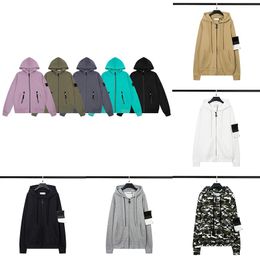 Topstoney Hoge kwaliteit merk designer heren stonehoodies klassiekers badge badstof vest trui met rits en capuchon Modieus katoen met losse pasvorm eilandhoodies voor heren