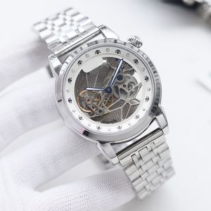 Brand Men's Watch Mechanical Watch Hoogwaardige roestvrijstalen mechanische holle vliegwielontwerper Watch