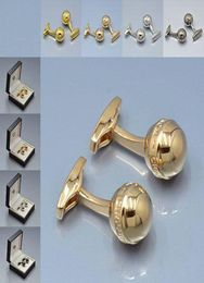 Boutons de manchette de chemise pour hommes de marque pour or rose argent cuivre estampage bouton de manchette sphérique avec boutons de manchette cadeau de mariage homme mode4001690