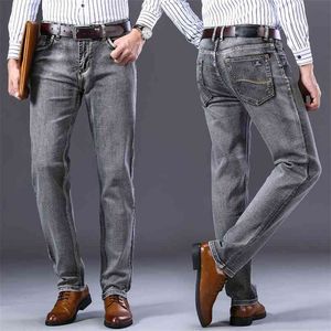 Merk Mannen Lente Herfst Normale Fit Jeans Business Casual Stretch Meer Kleuren 210723