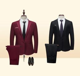 Marque Men Suit Fashion Solid Squas Casual Slim Fit 2 pièces pour hommes costumes de mariage vestes mâle plus taille 3xl6256107