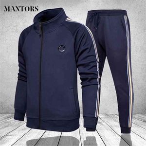 Merk Mannen Trainingspak 2 Stuks Heren Lentejas Casual Rits Jassen Sportkleding + Broek Sweatshirt Sportpak Mannen Sets Kleding 210806