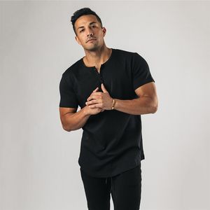 Marque Hommes Vêtements Sport Polos Gym Fitness T-shirt Hommes Mode D'été À Manches Courtes Polos Coton Bodybuilding T-shirt 210421