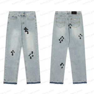 Marque Hommes Designer Chromees Vieux Chromees Lavés Jeans Coeurs Pantalon Droit Coeur Broderie Lettre Impressions Pour Femmes Hommes Pents Jeans 1083