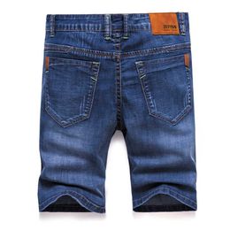 Merk Mens Zomer Stretch Dunne Kwaliteit Denim Jeans Mannelijke Korte Mannen Blauw Jean Shorts Broek Big Size 40 42 211108