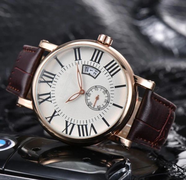 Marca para hombre para mujer Relojes Moda Reloj de movimiento de cuarzo Cronógrafo Correa de cuero Automático Daydate Pareja Relojes de pulsera Coche Reloj de pulsera de negocios