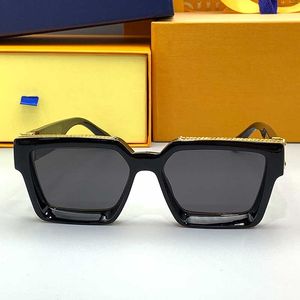 Brand Millionaires Z1165W Designer Mens Square zonnebrillen met acetaatframe Zwarte lenzen diep in geklineerd metaal S-lock scharnierscharnieren Mode-bril 10a