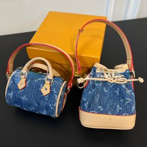 Mini sac en Denim de marque, pendentifs de voiture de luxe, porte-clés et fermeture éclair, mignons Mini sacs à la mode