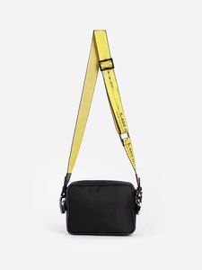 Marca MINI Men off Yellow canvas belt high white Shoulder Bag bolso de la cámara riñoneras multiusos satchel Shoulder Bag Messenger women