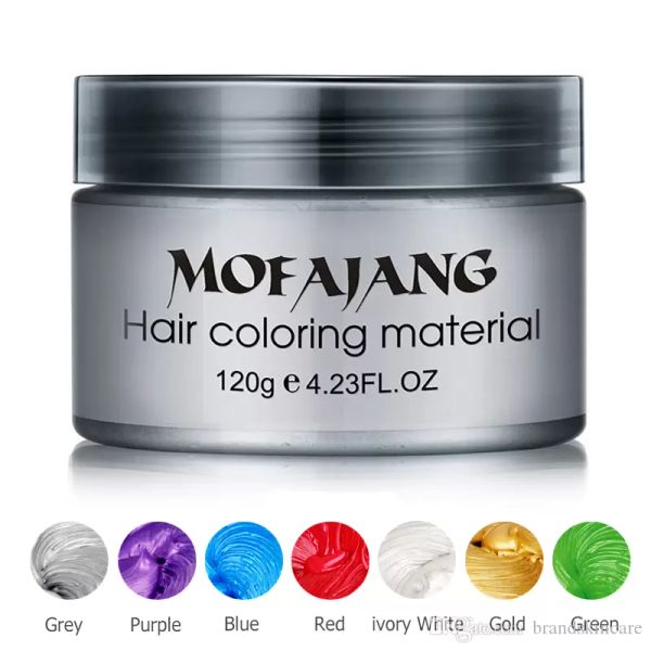 marca Mofajang Hair Wax Coloring 120g peinado Mofajang Pomade Estilo fuerte restauración Pomada cera esqueleto grande peinado 8 colores Crema para el cabello