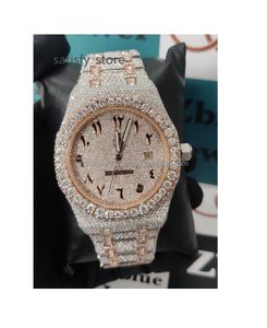Merk Moissanite Diamond kijkt lichte sieraden mooie buspersedown luxe vvs hand setting mannen 2024 mode horloges mannelijk ronde