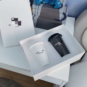 Tasses de marque avec Logo imprimé, tasse à café Pop-up exclusive, tasses en céramique noire et blanche de 460ml, boîte-cadeau