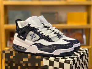 Nom de la marque Collection Chaussures de basket Designer pour hommes Jumpman 4 4s Sneakers Bleu foncé Blanc Noir 2023 Dernières tenues de mode de vie Sportswear