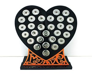 NUEVO PANTALLA DEL BOTADOR ANTERAL DE 18 mm PANTALLA Fashion Black Acrylic Heart with Letter intercambiable Jewelry Display Board3200576