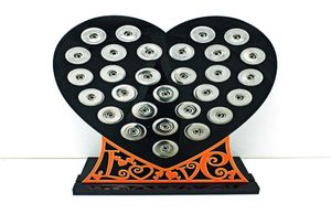 Le tout nouvel affichage de bouton instantané de 18 mm se tient à la mode Black Acrylique Heart avec lettre Interchangeable Bijoux Display Board4458162