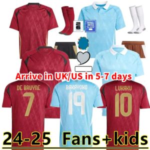 Gloednieuw 24 25 Home Away Belgium voetbaljersey de Bruyne R.Lukaku Hazard 24 Euro Cup Men Shirt Mertens Batshuayi Tielemans T. Hazard fans speler versie volwassen truien