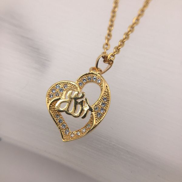 Livraison gratuite flambant neuf 24k 18k or jaune coeur pendentif colliers bijoux mode collier en cristal de pierres précieuses cadeau de Noël